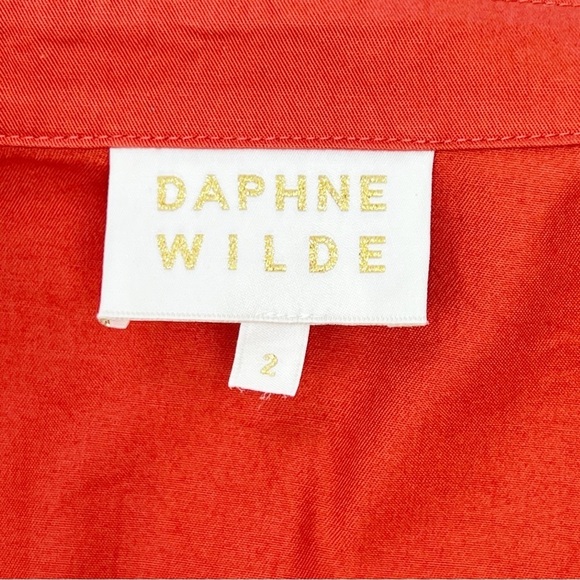 Daphne Wilde Brent Shirt Dress Size 2 (M/L) Oversized Cotton Red Orange Midi EUC - Picture 6 of 9